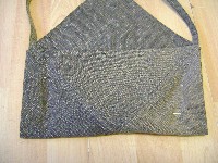 recycled jeans bag folded to sew back
